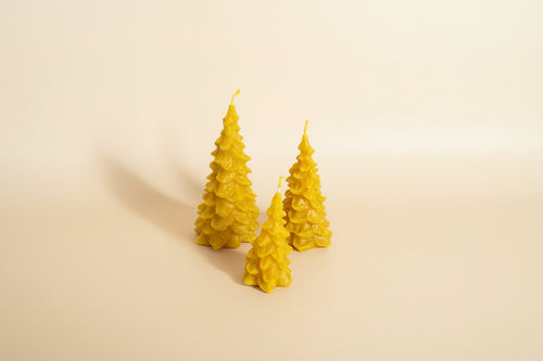 100% Pure Beeswax Christmas Tree Candles SET OF 3