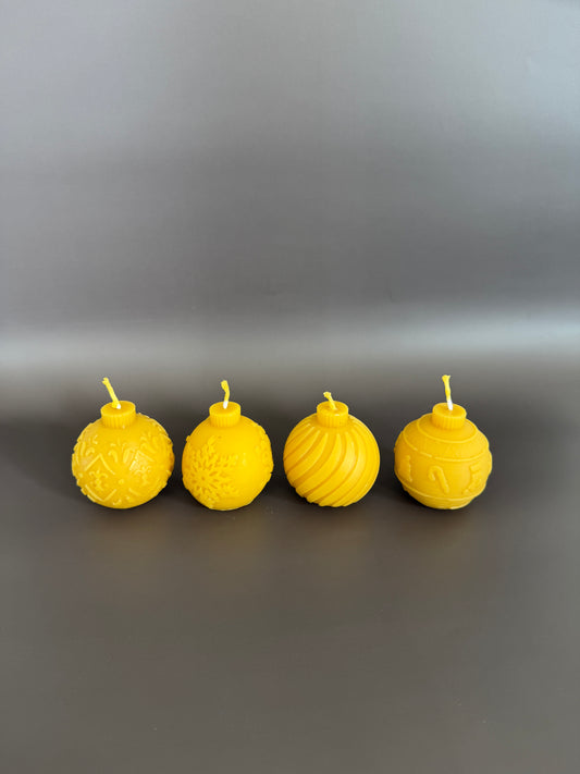100% Pure Beeswax Christmas Ornament Candles SET OF 4